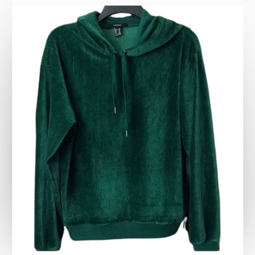 Forever 21 Hunter Green Stretch Velour Hoodie